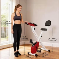 Soozier Foldable Indoor Stationary Bike with 8 Levels of Magnetic Resistance, Exercise Bike for Cardio Workout, Red(m-3)