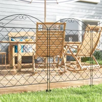 Outsunny Garden Fence, 4 Pack Steel Fence Panels, 11.5' L x 43" H, Rust-Resistant Decorative Border Flower Edging for Yard, Landscape, Patio, Outdoor Decor, Curved Vines(m-10)