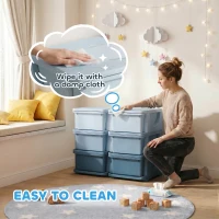 Qaba 3 Tier Kids Toy Organizer and Storage Bins with 6 Plastic Drawers, Blue(m-6)