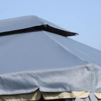 Outsunny 13' x 10' Patio Gazebo Canopy with 2-Tier Polyester Roof, Vented Mesh Sidewall & Strong Aluminum Frame, Grey(m-10)