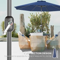 Outsunny 10' x 8' Round Market Umbrella, Patio Umbrella with Crank Handle and Tilt, Outdoor Parasol for Garden, Bench, Lawn, Blue(m-6)
