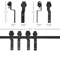 HOMCOM 6.6FT Carbon Steel Sliding Barn Door Kits Hardware Closet Set Track System for Double Wooden Door Roller(m-3)