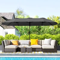 Outsunny 13ft Double-Sided Patio Umbrella with Crank Handle, for Poolside, Deck, Garden,  Dark Grey(m-1)