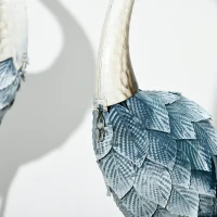 Outsunny Crane Garden Statues, 28.5" & 29" Standing Bird Sculptures, Metal Yard Art Decor, Landscape Decoration Set of 2, Blue(m-9)