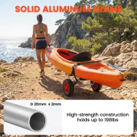 Soozier 198LBS Kayak Cart, Foldable Canoe Trolley Cart, Kayak Trailer with Tie-Down Strap, 10'' No-Flat Wheels and Aluminum Frame, Silver(m-6)