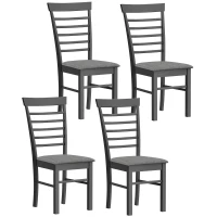HOMCOM Wooden Dining Chairs Set of 4, Farmhouse Upholstered Kitchen Chairs with Rubber Wood Frame, Black and Gray(m-1)