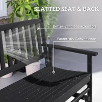 Outsunny Wooden Patio Glider Bench, Wood Log Outdoor Loveseat with High Back and Armrests, Heavy Duty 550lbs Capacity, 2-Seat, Black(m-7)