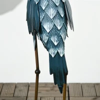 Outsunny Crane Garden Statues, 28.5" & 29" Standing Bird Sculptures, Metal Yard Art Decor, Landscape Decoration Set of 2, Blue(m-8)