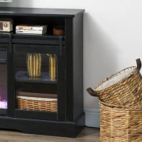 HOMCOM Fireplace TV Stand for TVs Up to 80 Inch, TV Console with Electric Fireplace, Open Storage and Side Cabinets, Black(m-8)