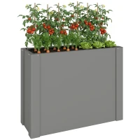 Outsunny Raised Garden Bed Galvanized Planter Box Outdoor with Gloves for Gardening Vegetables, Flower, Herb, 2.6 x 1 x 2 ft, Gray(m-11)