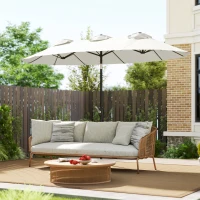 Outsunny 9.7' Double-sided Outdoor Patio Umbrella with Tilt, Crank and Vents, Cream White(m-1)