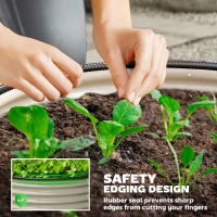 Outsunny Set of 2 Raised Garden Bed, Metal Planter Box with Safety Edging, Easy-to-assemble Stock Tank, Cream White(m-6)