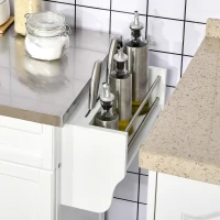 HOMCOM Kitchen Island on Wheels, Rolling Kitchen Cart with Stainless Steel Countertop, Drawer, Towel Rack and Spice Rack, Utility Storage Trolley, White(m-8)