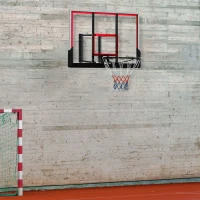 Soozier Wall Mounted Basketball Hoop, Basketball Goal Combo Kit with 43" x 30" Shatter Proof Backboard, Durable Bracket and All Weather Net for Outdoor Use(m-2)