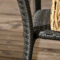 Outsunny Outdoor Patio PE Rattan Coffee Table with Storage Shelf, Wicker Side Table with Wood-Plastic Composite Top, Mixed Brown(m-7)