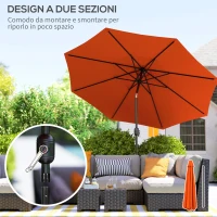 Outsunny 10' x 8' Round Market Umbrella, Patio Umbrella, Outdoor Parasol with Crank Handle, Tilt for Garden, Bench, Lawn, Orange(m-5)