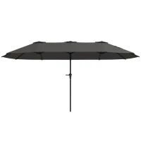 Outsunny 13ft Double-Sided Patio Umbrella with Crank Handle, for Poolside, Deck, Garden,  Dark Grey(m-11)