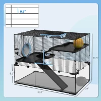 PawHut 30" Hamster Cage, Gerbil Cage with Glass Basin for Small Hamsters, Black(m-3)