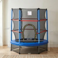 Outsunny Φ5FT Kids Trampoline with Enclosure Net for Age 3 to 6 Years Blue(m-3)