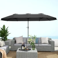 Outsunny 13ft Double-Sided Patio Umbrella with Crank Handle, for Poolside, Deck, Garden,  Dark Grey(m-9)