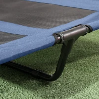 PawHut 48" x 36" Elevated Portable Dog Cot Cooling Pet Bed with UV Protection Canopy Shade, Dark Blue(m-9)