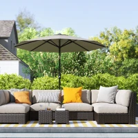 Outsunny Aluminum Patio Umbrella, Garden Outdoor Parasol, Sun Shelter, 8.5ft, Light Grey(m-10)