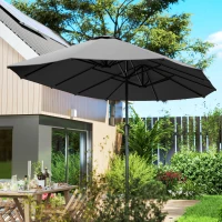 Outsunny 13ft Double-Sided Patio Umbrella with Crank Handle, for Poolside, Deck, Garden,  Dark Grey(m-10)