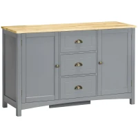 HOMCOM Buffet Cabinet with 3 Storage Drawers, Sideboard for Living Room, Gray(m-1)