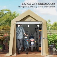 Outsunny Galvanized 7' x 12' Outdoor Storage Tent, Heavy Duty and Waterproof Portable Shed for Bike, Motorcycle, Tools, Beige(m-6)