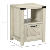 HOMCOM Farmhouse End Table, Side Table with Storage for Living Room, Oak(m-3)