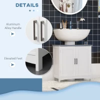 kleankin Pedestal Sink Storage Cabinet, Under Sink Cabinet with Double Doors, Modern Bathroom Vanity Cabinet with Adjustable Shelves, White(m-7)