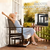 Outsunny Wooden Patio Glider Bench, Wood Log Outdoor Loveseat with High Back and Armrests, Heavy Duty 550lbs Capacity, 2-Seat, Black(m-4)