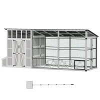 PawHut Large Chicken Coop for 10-15 Hens, Walk-in Outdoor Chicken House with Run, Nesting Box, Waterproof Roof, Perches(m-1)