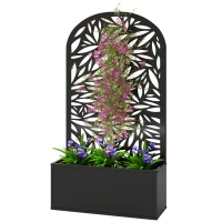 Outsunny Metal Garden Bed with Trellis for Climbing Plants, Freestanding or Wall Mounted Flower Bed for Garden, Patio, Balcony(m-1)