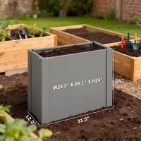 Outsunny Raised Garden Bed Galvanized Planter Box Outdoor with Gloves for Gardening Vegetables, Flower, Herb, 2.6 x 1 x 2 ft, Gray(m-3)