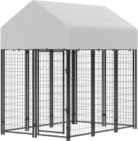 PawHut Outdoor Dog Kennel with Roof, 6' x 4' x 6' Heavy Duty Welded Wire Dog Playpen Enclosure with Escape-proof Lock(m-1)
