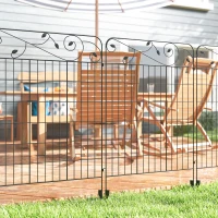 Outsunny Garden Fence, 4 Pack Steel Fence Panels, 11.5' L x 43" H, Rust-Resistant Decorative Border Flower Edging for Yard, Landscape, Patio, Outdoor Decor, Square Vines(m-10)
