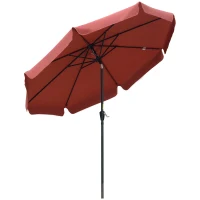 Outsunny 8.5 ft Outdoor Market Table Umbrella, Round Patio Umbrella with Tilt and Crank for Garden, Backyard, Deck, Wine Red(m-12)