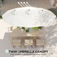 Outsunny Double Sided Patio Umbrella, 9.7' Large Outdoor Market Umbrella with Push Button Tilt and Crank, 3 Air Vents and 12 Ribs, for Garden, Deck, Pool, White(m-5)