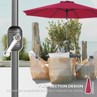 Outsunny 10' x 8' Round Market Umbrella, Patio Umbrella with Crank Handle and Tilt, Outdoor Parasol for Garden, Bench, Lawn, Wine Red(m-6)