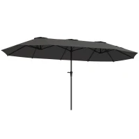 Outsunny 13ft Double-Sided Patio Umbrella with Crank Handle, for Poolside, Deck, Garden,  Dark Grey(m-2)