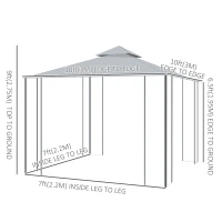 Outsunny 10' x 10' Steel Outdoor Patio Gazebo Canopy with Removable Mesh Curtains, Display Shelves, & Steel Frame, Grey(m-3)