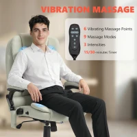 Vinsetto 6 Point Vibrating Massage Office Chair with Heat, Microfiber Massage Desk Chair with Reclining Backrest, Beige(m-4)