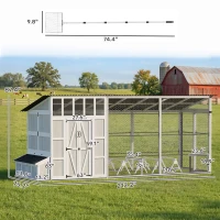 PawHut Large Chicken Coop for 10-15 Hens, Walk-in Outdoor Chicken House with Run, Nesting Box, Waterproof Roof, Perches(m-3)