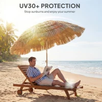 Outsunny 6FT Tiki Umbrella, Outdoor Hawaiian Style Patio Umbrella with 8 Ribs, Carry Bag, Outdoor Tiki Bar, Tropical Palapa(m-5)
