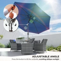 Outsunny 10' x 8' Round Market Umbrella, Patio Umbrella with Crank Handle and Tilt, Outdoor Parasol for Garden, Bench, Lawn, Blue(m-4)
