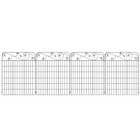 Outsunny Garden Fence, 4 Pack Steel Fence Panels, 11.5' L x 43" H, Rust-Resistant Decorative Border Flower Edging for Yard, Landscape, Patio, Outdoor Decor, Square Vines(m-11)