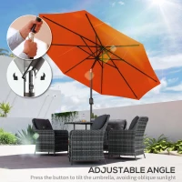 Outsunny 10' x 8' Round Market Umbrella, Patio Umbrella, Outdoor Parasol with Crank Handle, Tilt for Garden, Bench, Lawn, Orange(m-6)