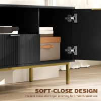 HOMCOM Modern TV Console for TVs up to 60 Inch, Entertainment Center with Smart RGB LED Lights and Soft Close Doors, Black(m-6)