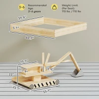 Qaba Wooden Sandbox with Digger, Kids Sandbox with 360° Rotating Seat & Bottom Liner, 72" x 35" x 22"(m-3)